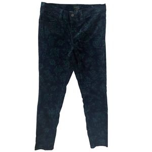 Ann Taylor Factor Pants Womens Size 8 Modern Multicolor Floral Print Velvet
